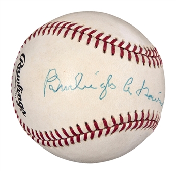 Burleigh Grimes Single Signed ONL Feeney Baseball (Beckett & JSA)